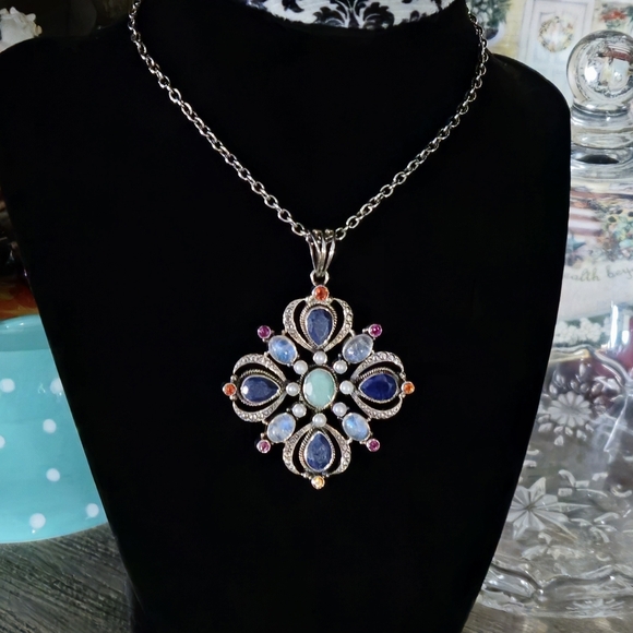 ***SOLD******NICKY BUTLER 925 Sterling Silver Lapis Moonstone Topaz Necklace - Picture 12 of 16